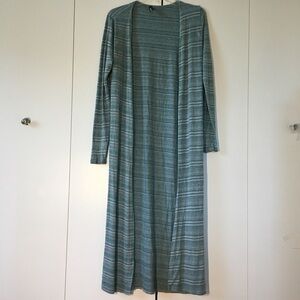 Femmina Made in USA Open Front Long Sleeves Striped Knit Maxi Duster Cardigan S